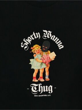 40s & Shorties Shorty Mama Thug Black Graphic Crew Neck Tee Shirt XL